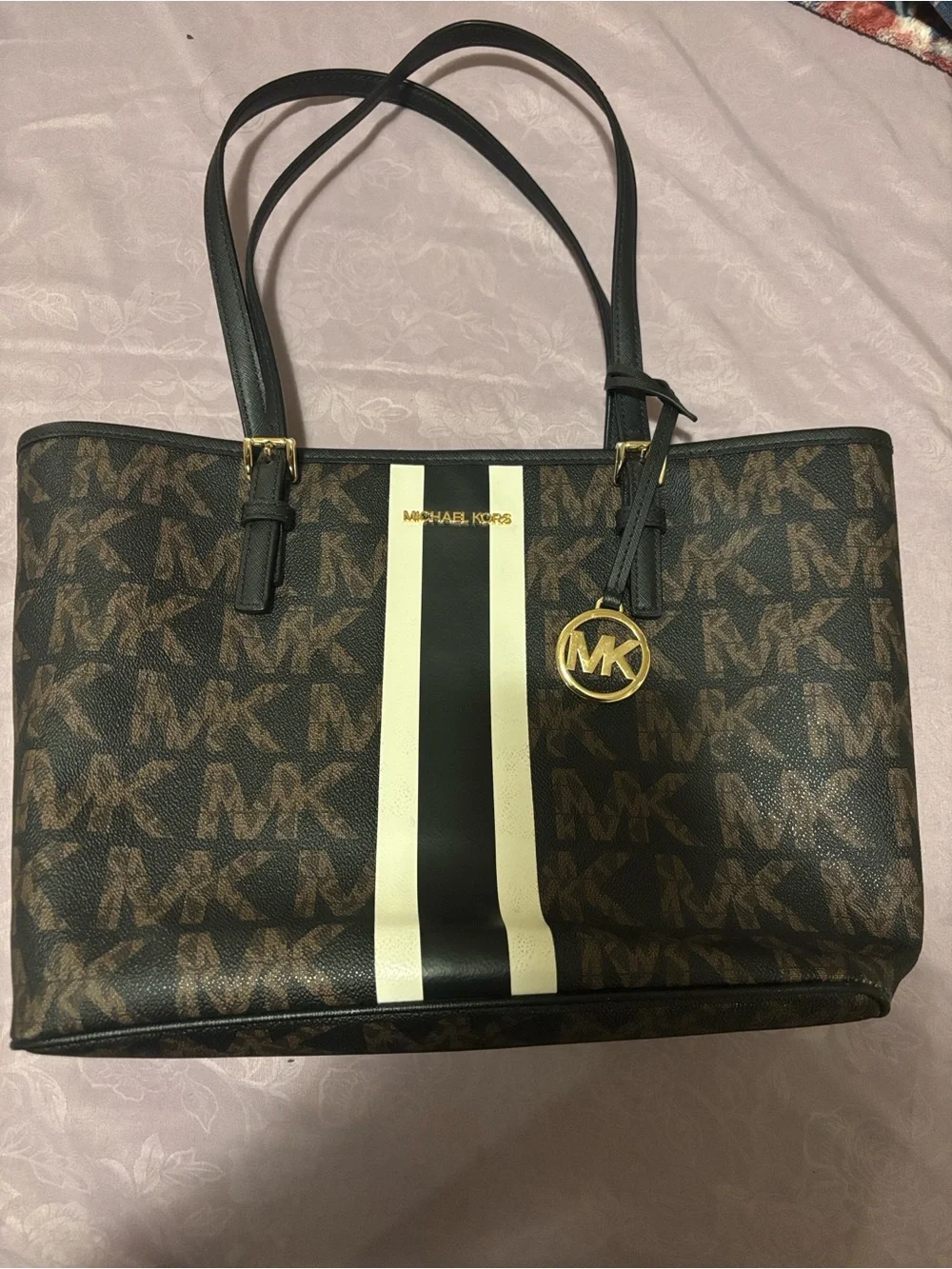 Michael Kors Brown Signature Stripe Tote Bag
